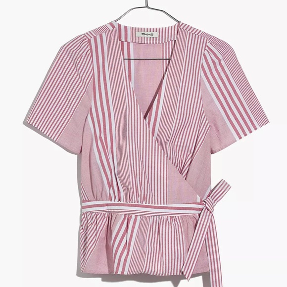 Madewell Ruffle-Hem Bold Stripe Feminine Wrap Top - Picture 5 of 14